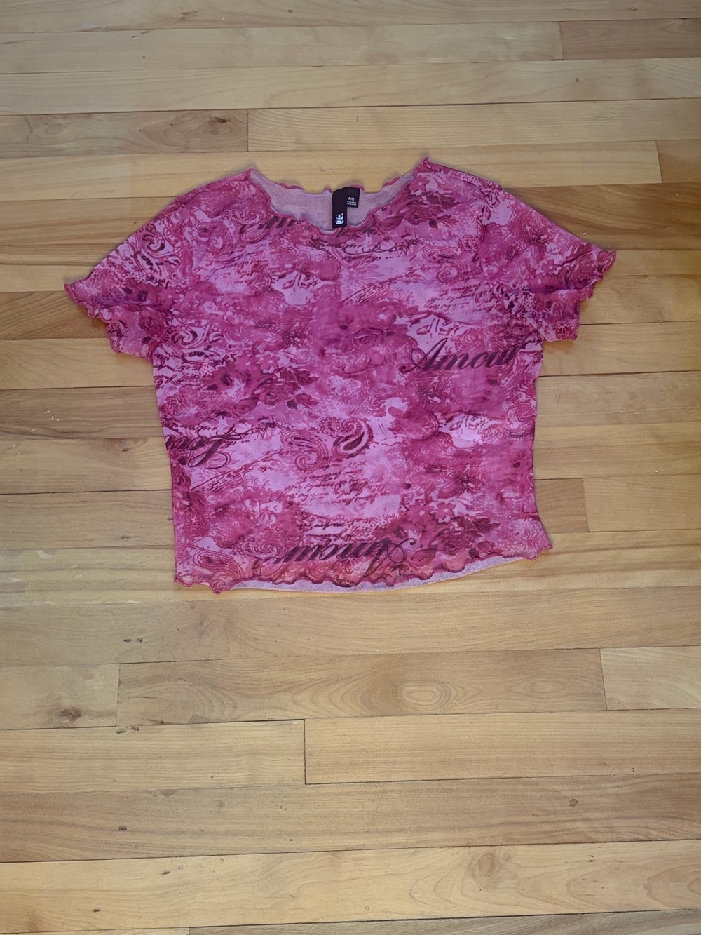 Garage Pink Short Sleeve Mesh Top